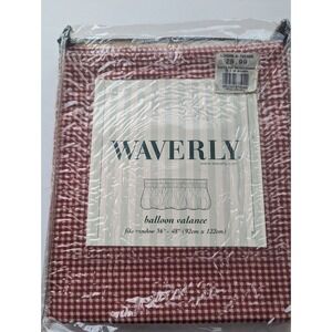 Waverly Balloon Valance Farmhouse Country Fair Crimson Cotton Plaid 14"X79" NEW